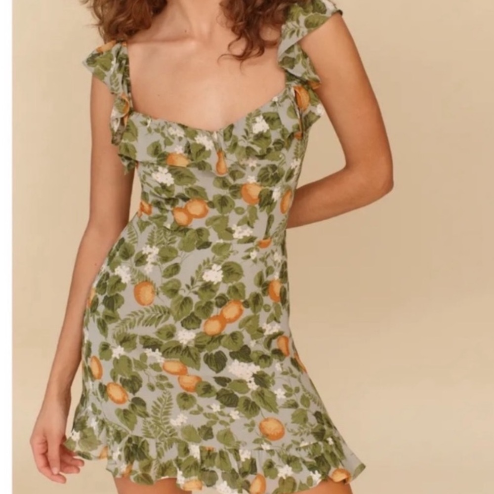 Reformation Paris dress in orange grove